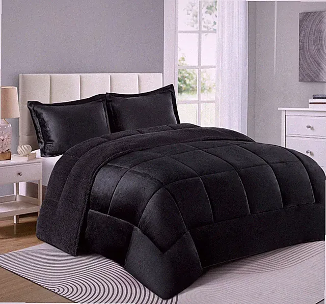 3 Piece Borrego Sherpa Blanket set Ultra Soft & warm Queen & King Free Shipping