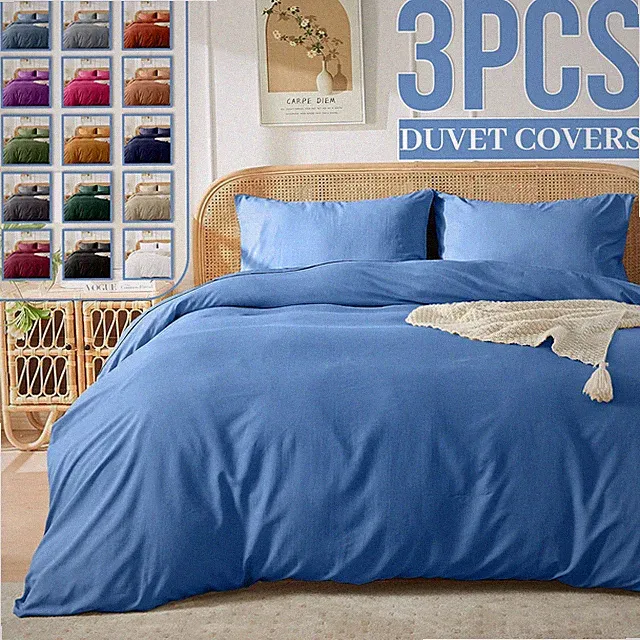 Duvet Cover Set with Pillow Sham Soft Microfiber Comforter Cover Sets Queen King