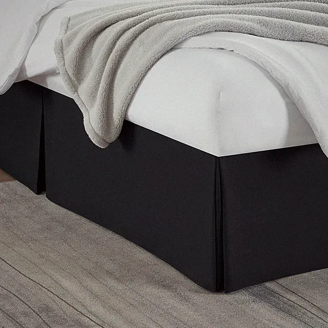 Elegant Queen Size Bed Skirt 14 Inch Drop Brushed Microfiber Pleated Hotel