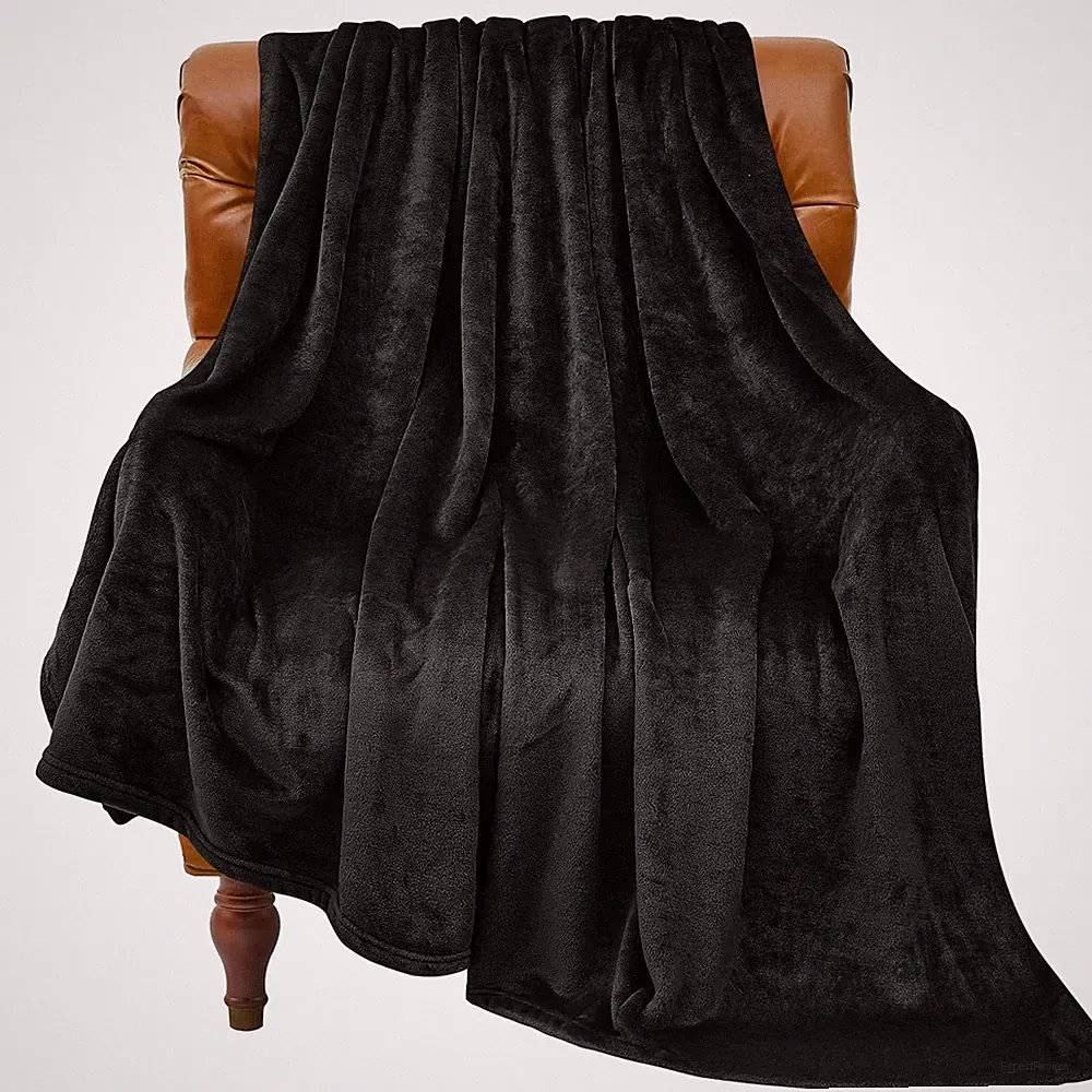 Fleece Blanket Black Throw Blankets for Couch & Bed, Luxury Plush Cozy Fuzzy...