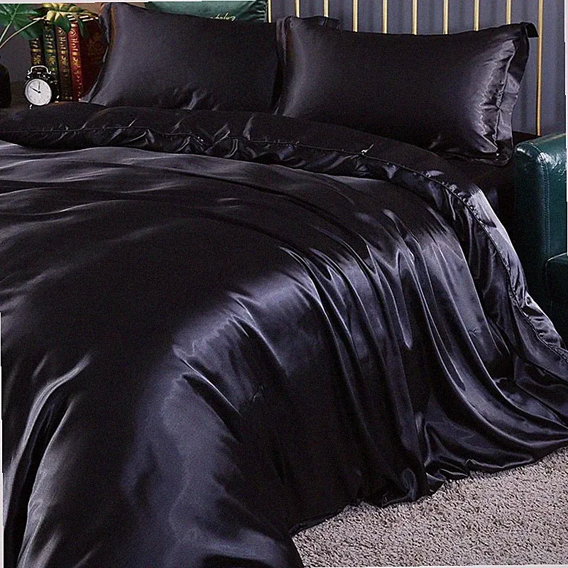 Mulberry Silk Bedding Set with Duvet Cover Fitted/Flat Bed Sheet Pillowcase