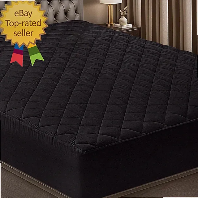 Quilted Fitted Mattress Pad Queen Size Elastic Fitted Mattress Topper Protector